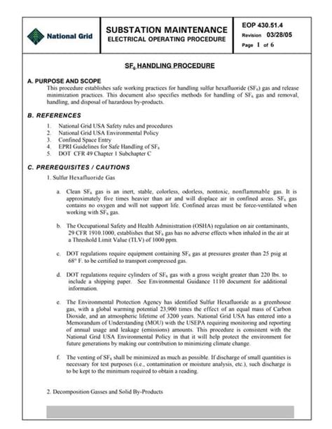 SF6 Handling Procedures .